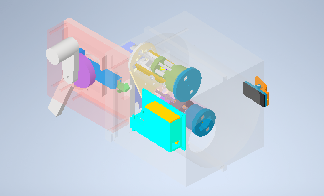 Translucent CAD assembly showing the SMRT tool's internal mechanisms
